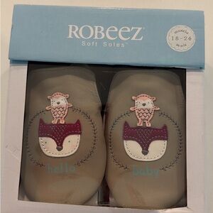 Robeez Soft Soles Baby Shoes - Cream and Purple